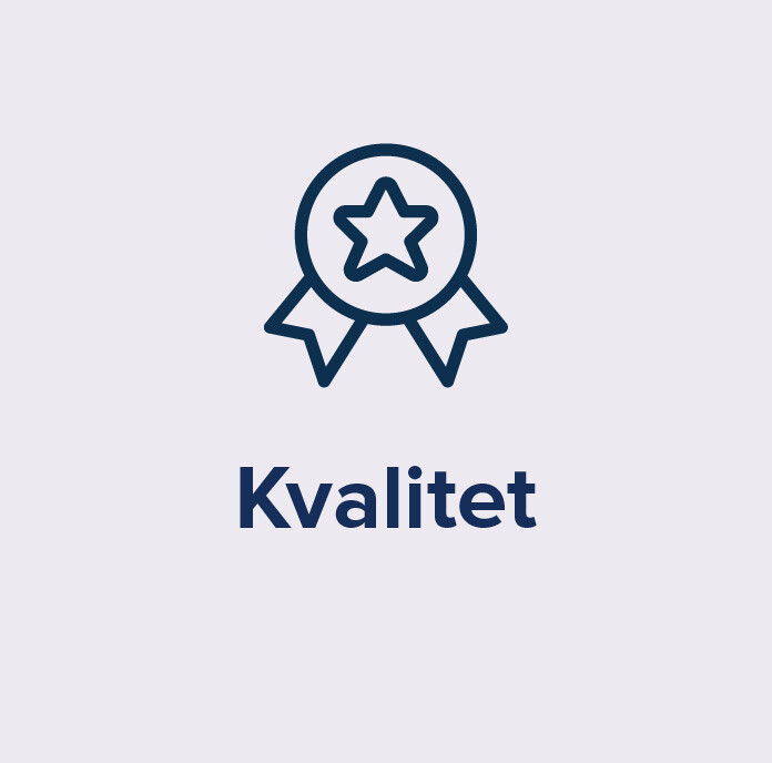 Ikon och text med kvalitet